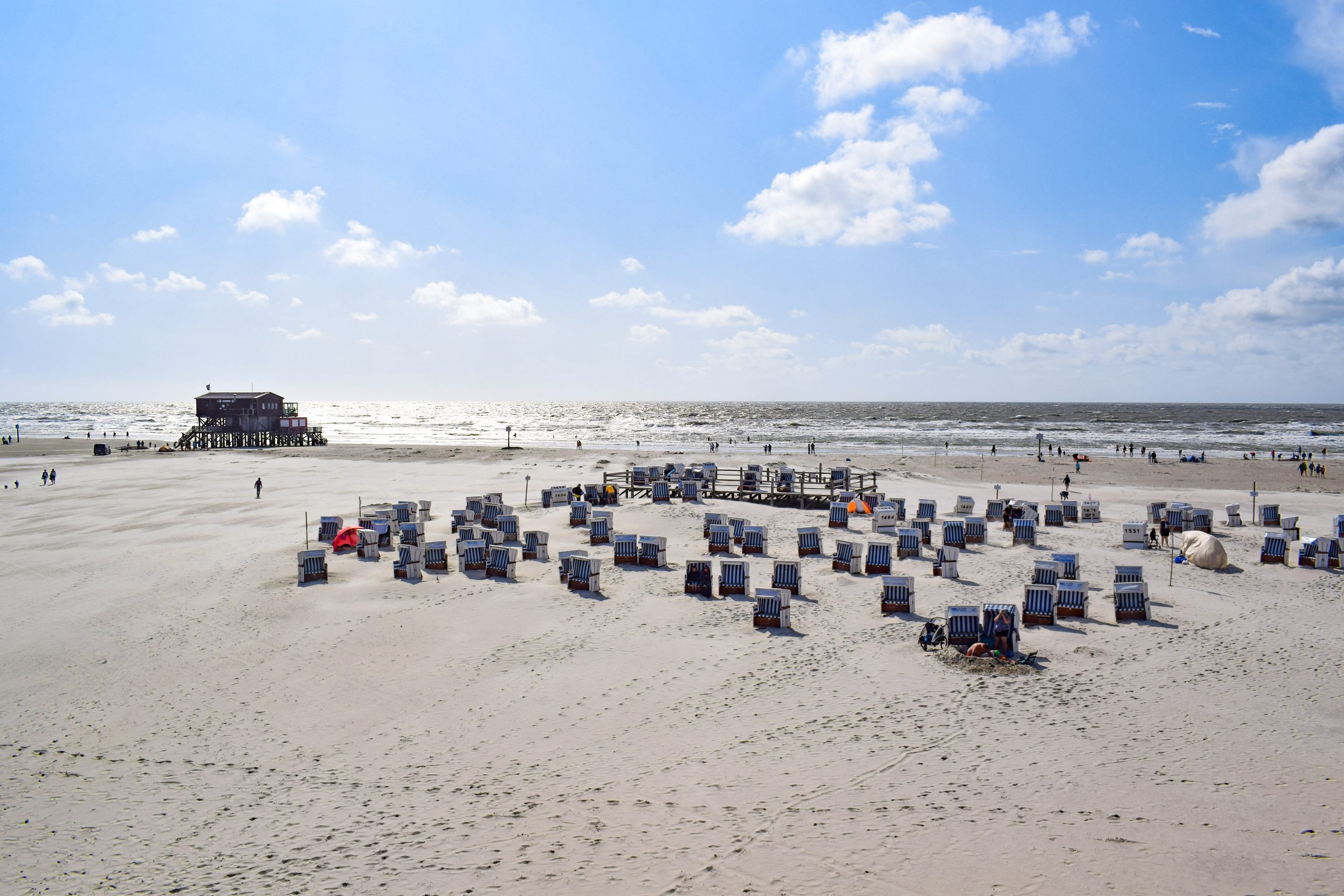 Sankt Peter-Ording_Waddensko morje_Severno morje_Hiške na plaži